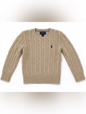 Ralph Lauren Polo Kids Cable Knit Sweater Tan Pony Logo 4T